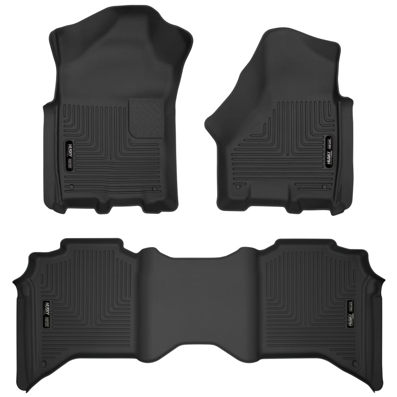 Revêtements de sol Husky Liners 19-20 pour sièges avant et deuxième rangée Dodge Ram 2500/3500 Crew Cab X-Act Contour