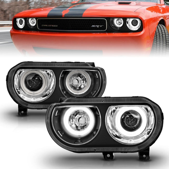 Phares de projecteur ANZO 2008-2014 Dodge Challenger avec halo noir (CCFL)