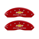 MGP 4 Caliper Covers Engraved Front & Rear Chevy Racing Red Finish Silver Char 2017 Chevrolet Camaro