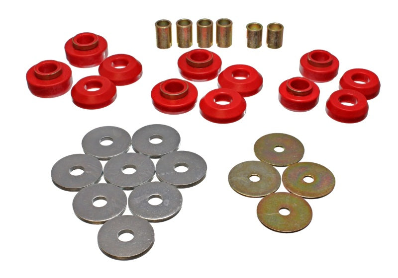 Ensemble de supports de carrosserie rouges pour Chevrolet Nova / Chevy II 75-79 Energy Suspension