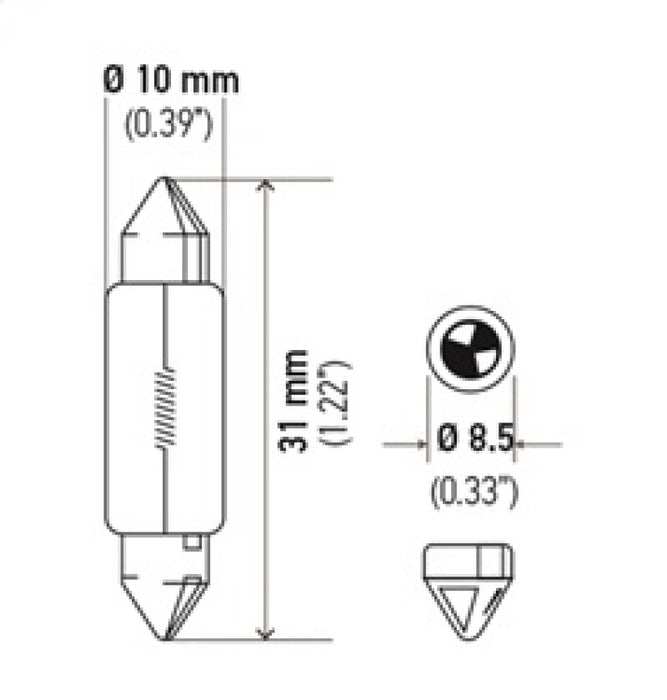 Ampoule universelle Hella transparente 12 V 10 W 10 x 41 mm T3,25