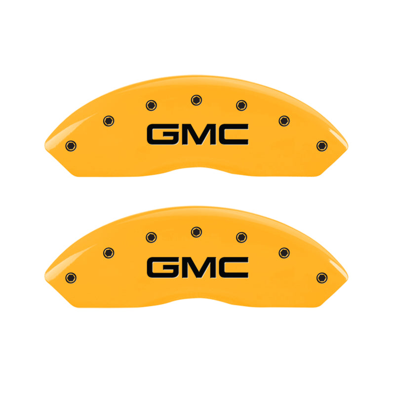 MGP 4 Caliper Covers Engraved Front & Rear GMC Yellow Finish Black Char 2019 GMC Arcadia