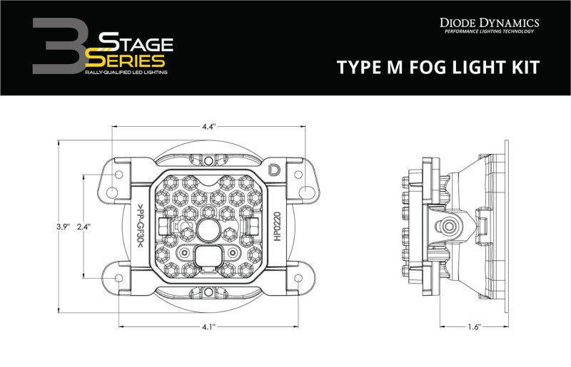 Kit Diode Dynamics SS3 Max Type M ABL - Brouillard jaune SAE