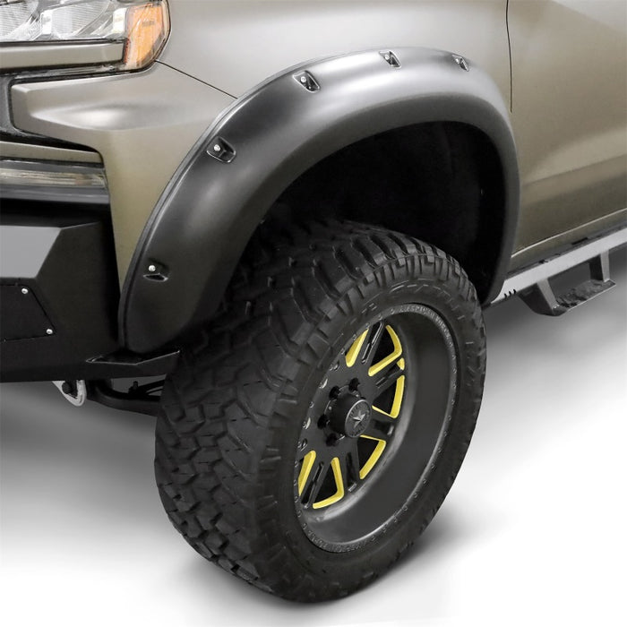 Lund 19-21 Chevy Silverado 1500 RX-Rivet Style Smooth Elite Series Fender Flares - Blk (2 Pc.Front)