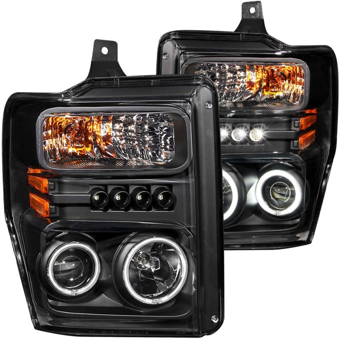 Phares de projecteur ANZO 2008-2010 Ford F-250 avec halo noir (CCFL)