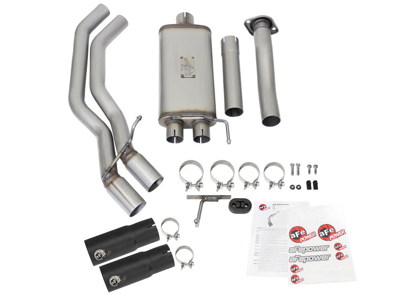 Échappements aFe Rebel 3 pouces SS Cat-Back 15-16 Ford F-150 EcoBoost V6 2,7/3,5 L V8 5,0 L avec embouts noirs