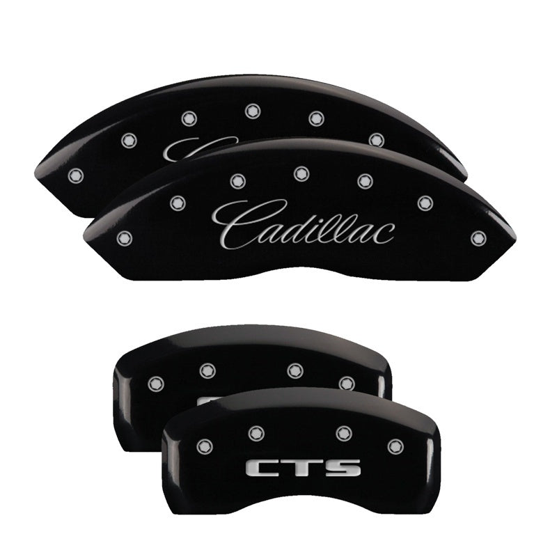 Couvre-étriers MGP 4 gravés à l'avant en cursive/arrière gravé Cadillac CTS finition noire argent ch