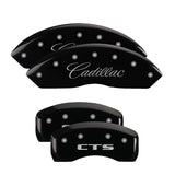 Couvre-étriers MGP 4 gravés à l'avant en cursive/arrière gravé Cadillac CTS finition noire argent ch