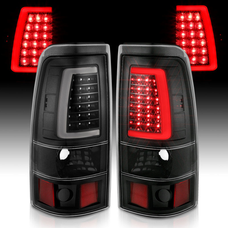 Feux arrière à LED ANZO 2003-2006 Chevy Silverado 1500 style planche noir avec lentille transparente