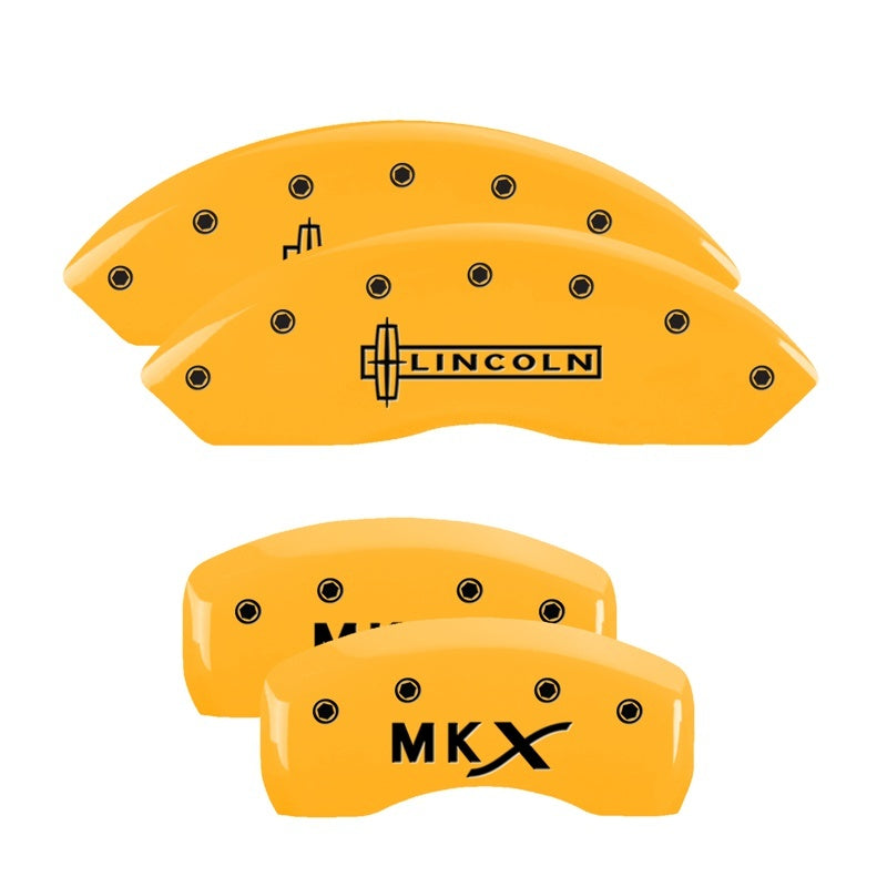 Couvre-étriers MGP 4 gravés avant Lincoln arrière MKX finition jaune noir Char 2010 Lincoln MKX