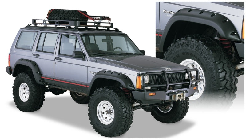 Bushwacker 84-01 Jeep Cherokee Cutout Style Flares 4 pièces Compatible uniquement avec les utilitaires sport à 4 portes - Noir