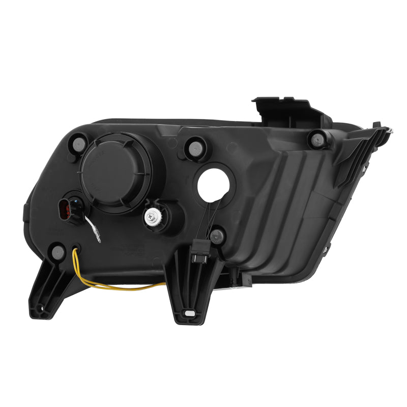 Phares de projecteur AlphaRex 10-12 Ford Mustang PRO-Series de style planche, noir de jais avec feux de jour supérieurs/inférieurs