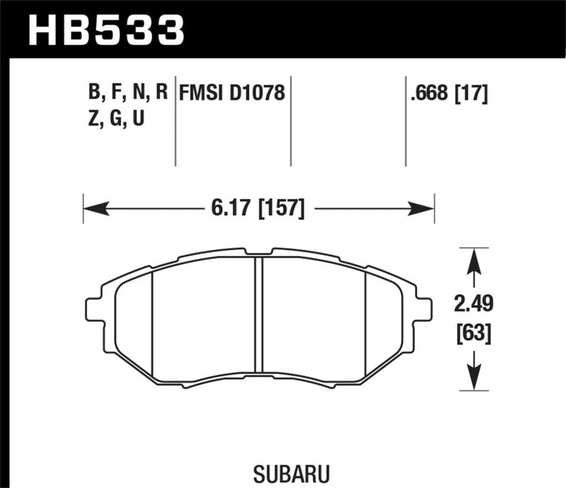 Plaquettes de frein avant pour Subaru B9 Tribeca Limited HPS 5.0 2006-2007 Hawk