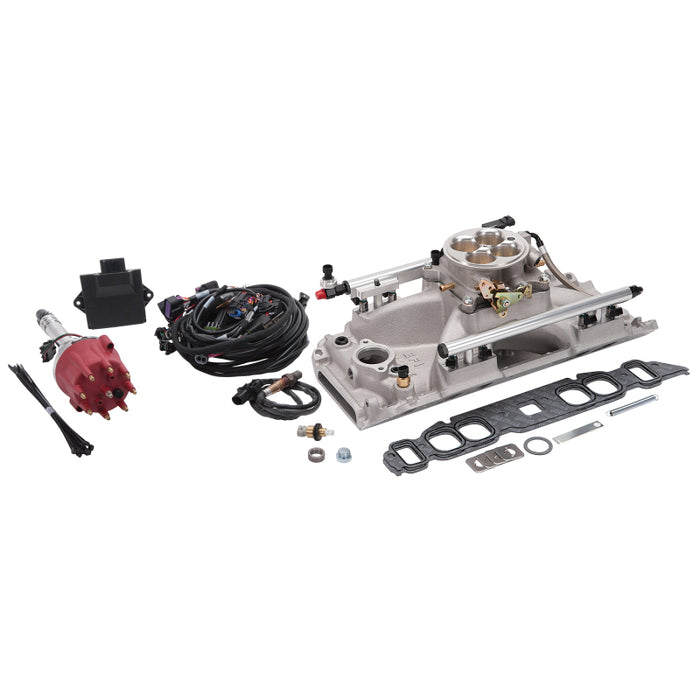 Kit d'injection de carburant Edelbrock Pro Flo 4 Seq Port BBC Oval Port 850 Max HP 60 LbHr Injec Satin sans tablette