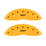 MGP 4 Caliper Covers Engraved Front & Rear MGP Yellow Finish Black Char 2010 Dodge Ram 2500