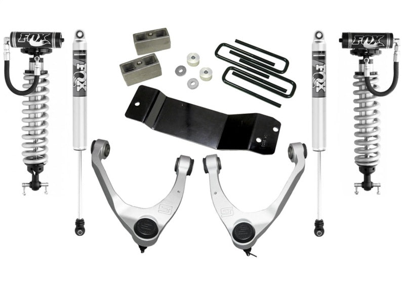 Kit de levage Superlift 14-19 Chevy Silv 4WD 3,5 pouces avec bras de commande en aluminium, ressorts hélicoïdaux avant Fox et ressorts hélicoïdaux arrière 2,0