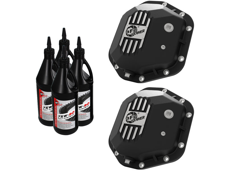 Cache différentiel avant et arrière aFe Power Pro Series Dana 44 noir avec ailerons Mach 97-18 Jeep Wrangler (TJ/JK)