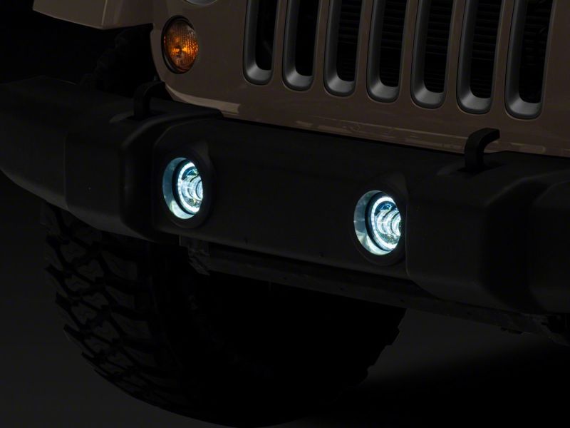 Phares antibrouillard à DEL Devil Eyes de 4 po avec halo pour Jeep Wrangler JK Axial Series 07-18 de Raxiom
