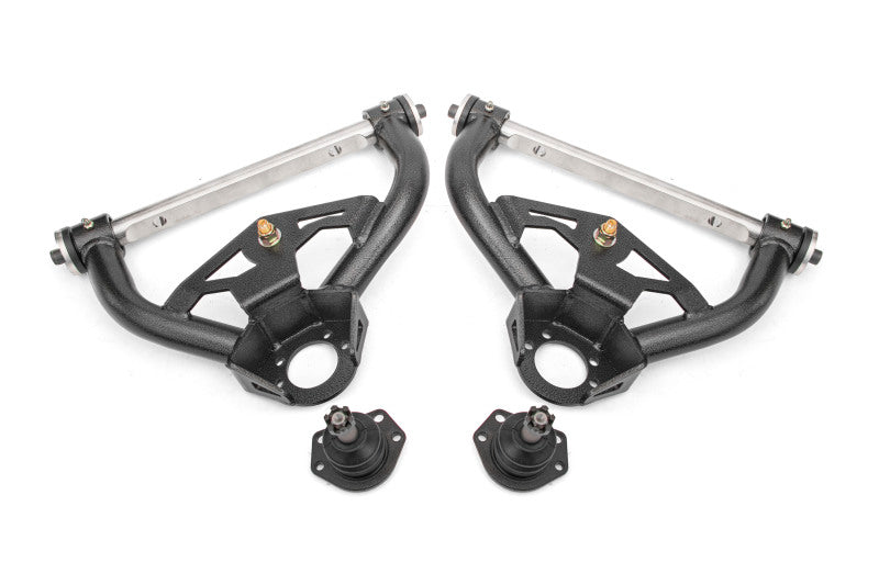 BMR 78-87 GM G-Body Non-Adjustable Upper A-Arms Delrin Std Ball Joint - Black Hammertone BMR Suspension