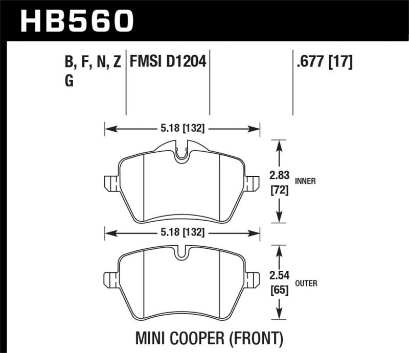 Plaquettes de frein avant Hawk 05-06 JCW R53 Cooper S et 07+ R56 Cooper S HP+ Street