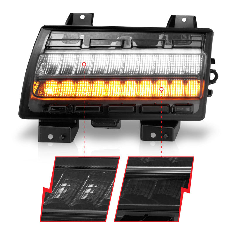 Feux de position latéraux à LED ANZO Wrangler 18-21/Gladiator 20+ fumés avec signal séquentiel