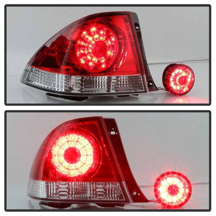 Feux arrière à LED Spyder 01-03 Lexus IS300 - Rouge transparent ALT-YD-LIS300-LED-SET-RC