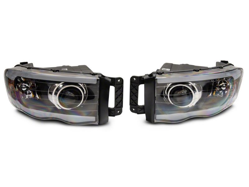 Phares de projecteur à LED axiaux Raxiom 02-05 Dodge RAM 1500/2500/3500 - Boîtier noir (lentille transparente)