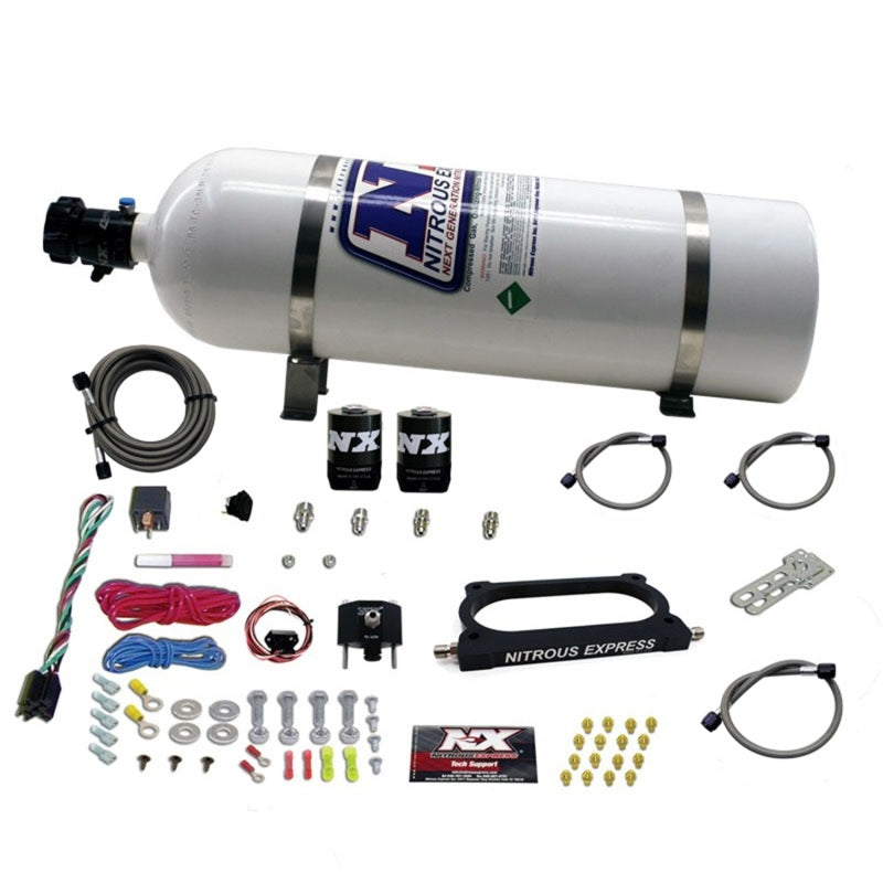 Nitrous Express 07-14 Ford Mustang GT500 Nitrous Plate Kit (50-250HP) w/15lb Bottle