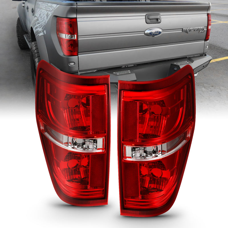 Feu arrière ANZO 2009-2014 Ford F-150 Euro Rouge/Transparent (sans ampoule)