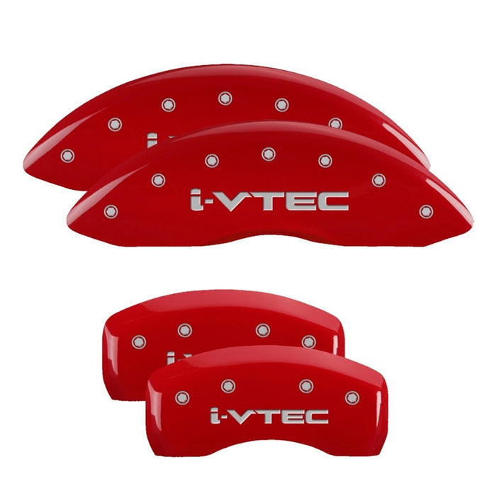 MGP Front set 2 Caliper Covers Engraved Front Vtec Red finish silver ch