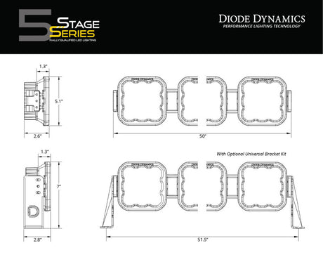 Pare-brise Diode Dynamics Jeep JL SS5 Sport CrossLink - Kit de barre lumineuse combo blanche