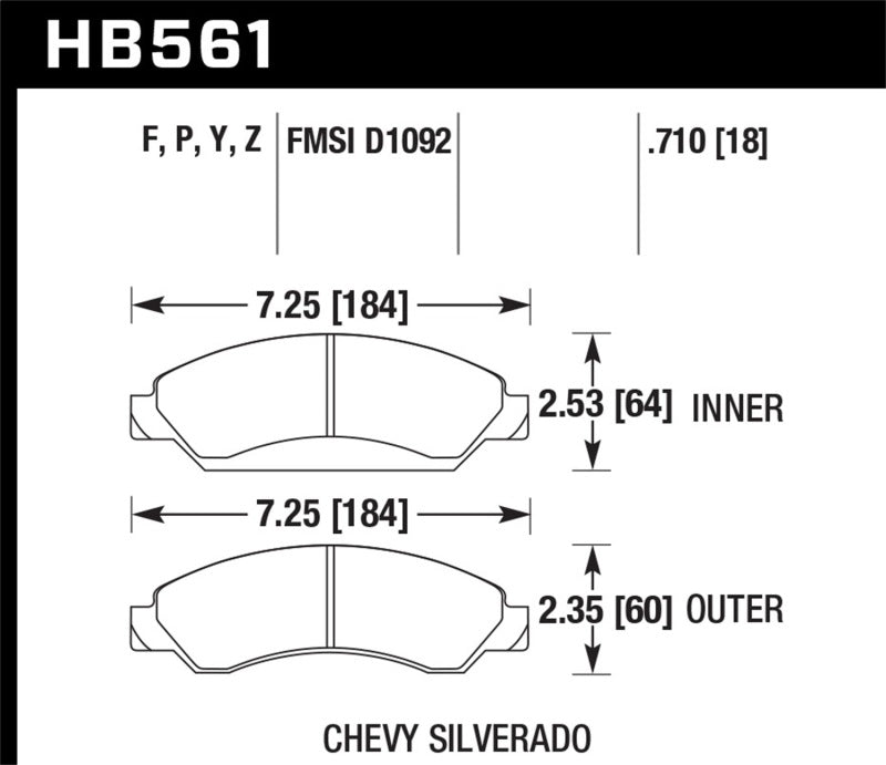 Plaquettes de frein avant HPS 5.0 pour Chevy Tahoe 07 / GMC Yukon 07