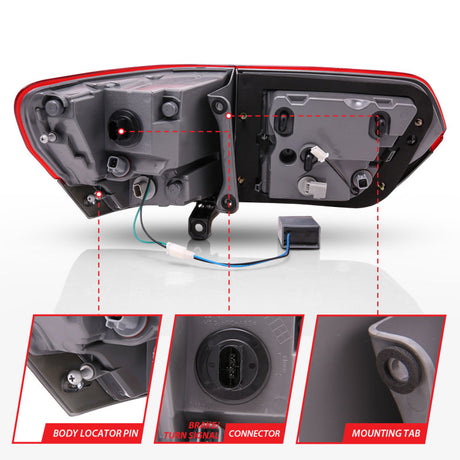 Feux arrière à LED ANZO 2014-2016 Jeep Grand Cherokee Rouge/Fumée