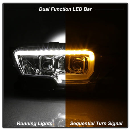 Phares de projecteur à barre lumineuse DRL xTune pour Toyota Tacoma 16-18 - Chrome PRO-JH-TTA16-LBDRL-C