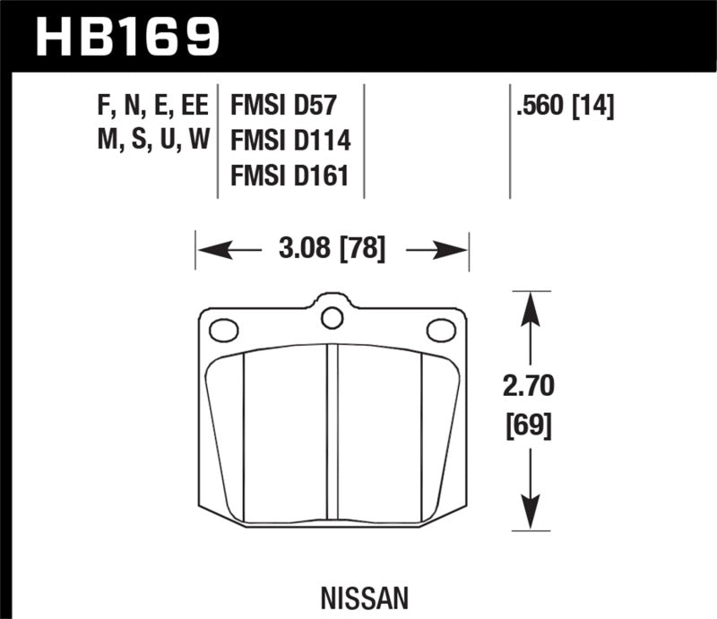 Plaquettes de frein avant Hawk Blue 9012 pour Nissan 810/240Z/260Z/280Z/620 / Toyota Corona/Cressida/Crown/Pickup