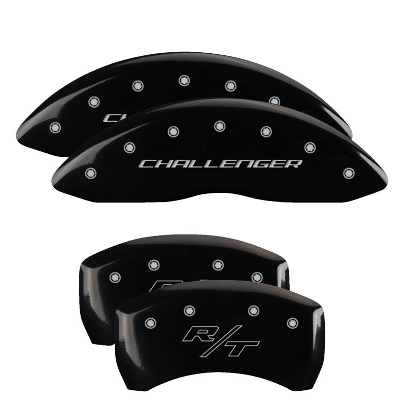 Couvre-étriers MGP 4 gravés avant et arrière Cursive/Charger Finition noire argent ch