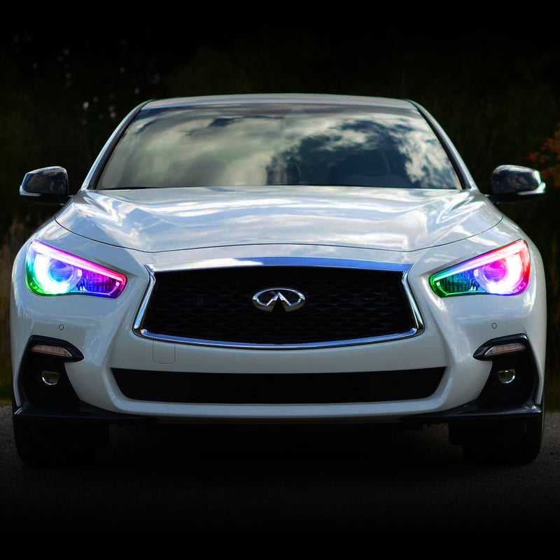 Kit de mise à niveau de phares Halo RVB + W Oracle 14-21 Infiniti Q50 - ColorSHIFT avec commande BC1 VOIR LA GARANTIE