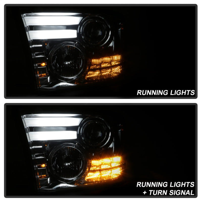 Phares de projecteur Spyder Dodge Ram 13-15 Barre lumineuse DRL Fumée PRO-YD-DR13-LBDRL-SM