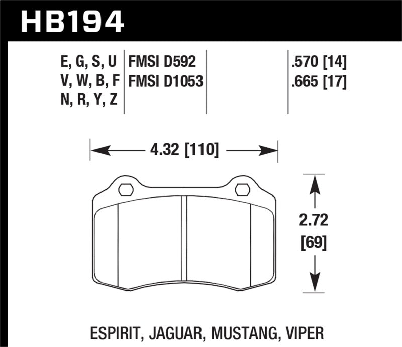 Plaquettes de frein arrière pour Volvo S40 I HPS 5.0 Hawk 2005-2005