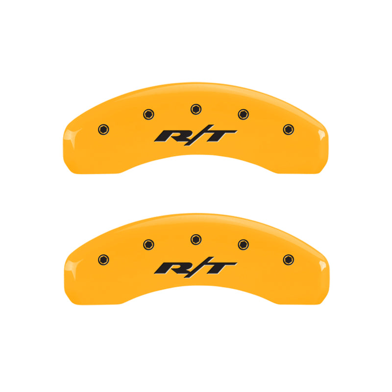 MGP 4 Caliper Covers Engraved Front & Rear RT1-Truck Yellow finish black ch