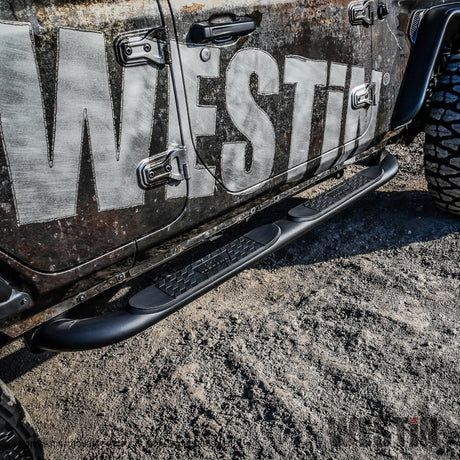 Marchepieds ovales Westin 18-22 Jeep Wrangler JLU 4 portes Platinum 4 Nerf - Tex. Blk