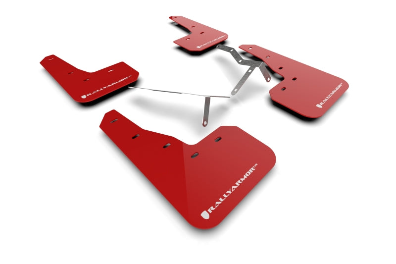 Garde-boue rouge UR Rally Armor 2022 Honda Civic (y compris Si/Sport/Touring) avec logo blanc