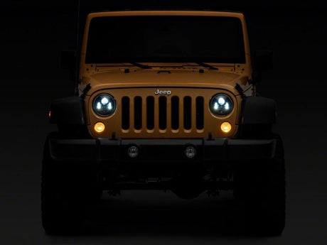 Phares à DEL Raxiom 07-18 Jeep Wrangler JK 7 pouces - Boîtier noir (lentille transparente)