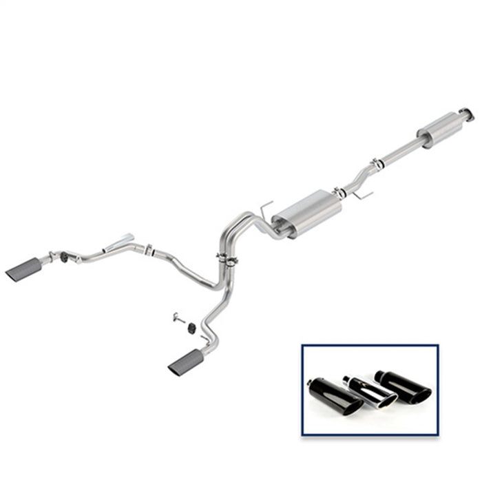 Système d'échappement Cat-Back Touring Ford Racing 15-18 F-150 5.0L - Embouts en fibre de carbone pour sortie arrière