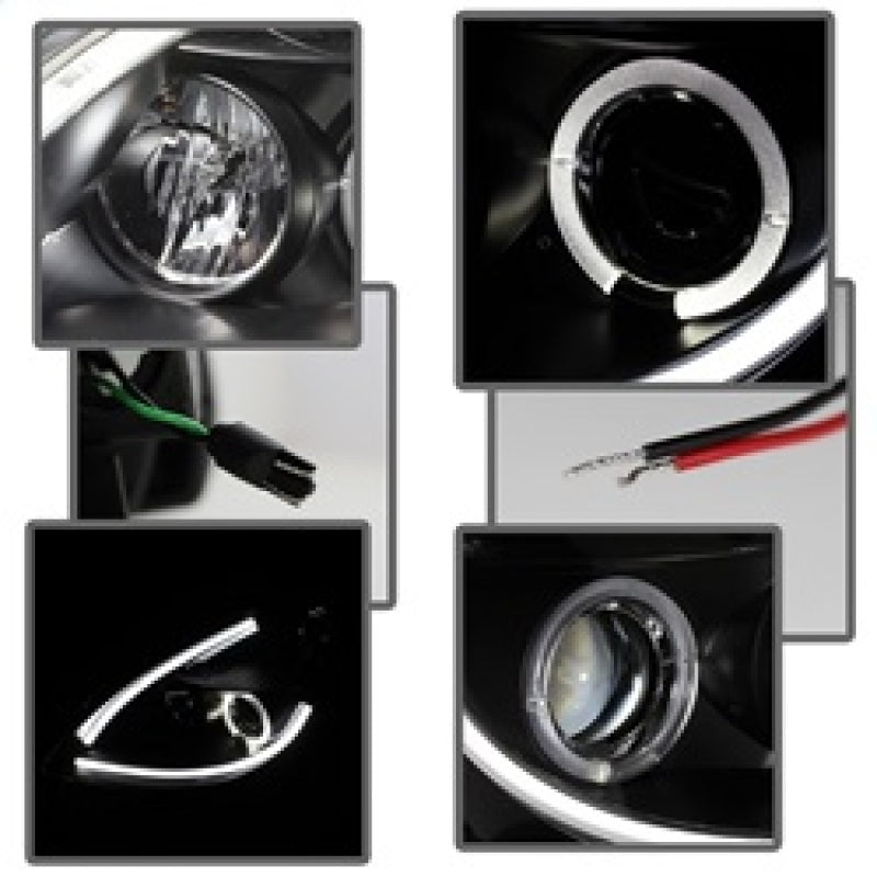 Phares de projecteur Spyder Nissan Altima 4 portes 10-12 avec feux de jour à DEL Halo noir PRO-YD-NA104D-LTDRL-BK