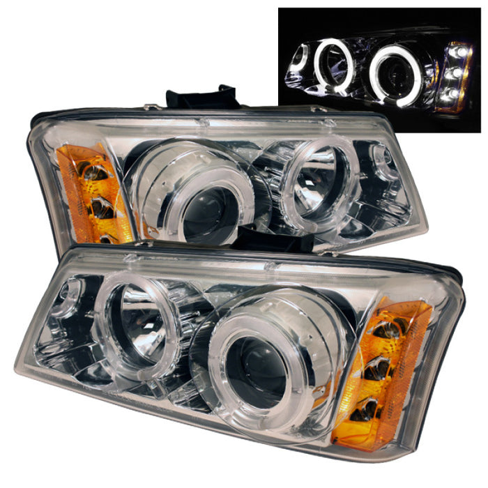 Phares de projecteur Spyder Chevy Silverado 1500 03-06 LED Halo LED Ambr Reflctr Ch PRO-YD-CS03-AM-C