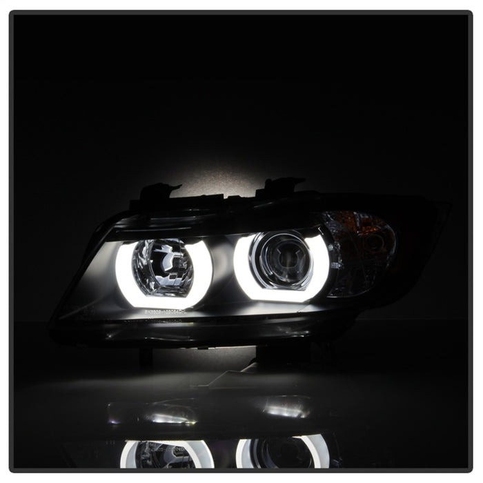 Phares Spyder BMW E90 Série 3 06-08 4DR - Modèle halogène uniquement - Noir PRO-YD-BMWE9005V2-AM-BK