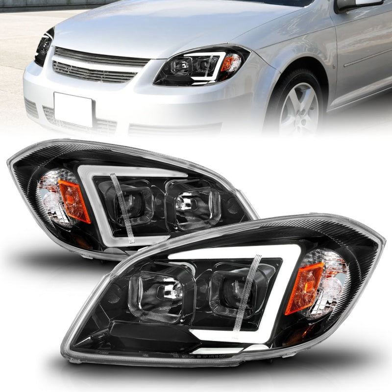 Phares de projecteur à LED ANZO 05-10 Chevrolet Cobalt / 07-10 Pontiac G5 avec boîtier noir Seq