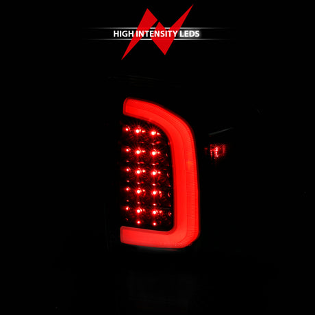 Feux arrière à LED ANZO 16-21 Toyota Tacoma - avec barre lumineuse séquentielle, boîtier noir et lentille transparente