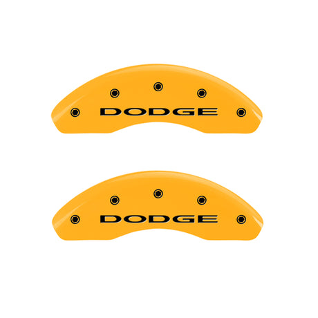 MGP 4 Caliper Covers Engraved Front & Rear With out stripes/Dodge Yellow finish black ch